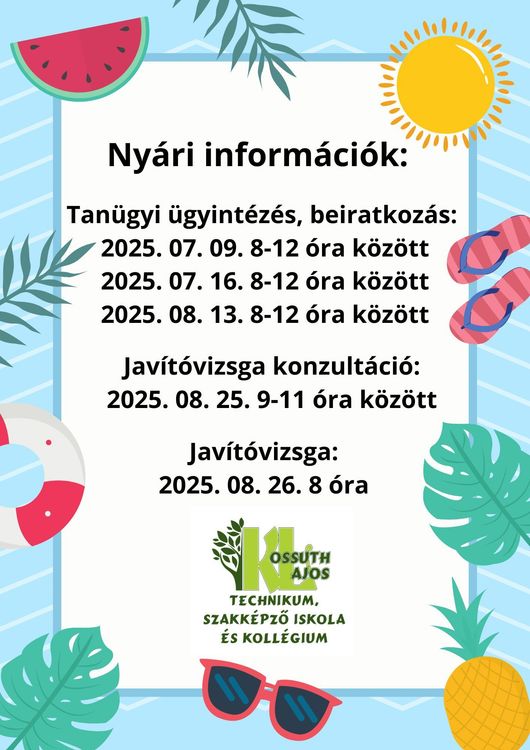 Nyári információk!